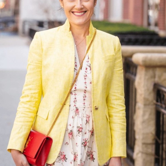 J. Crew Jackets & Blazers - J. CREW Regent Linen Blazer Lemon Yellow {3F2}